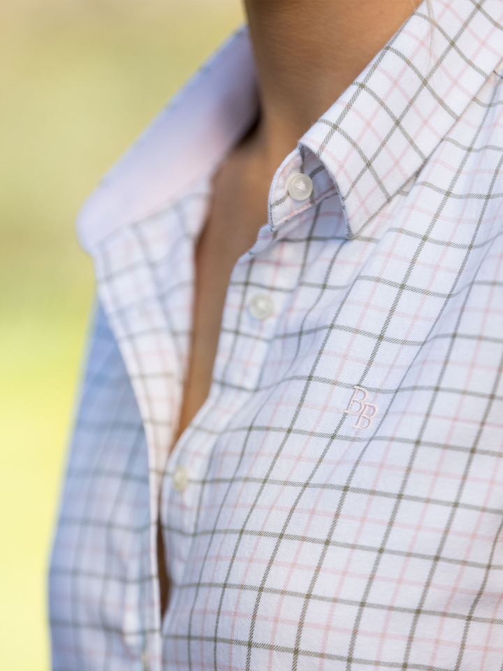 Widdicombe Women's Tattersall Shirt - Olive and Pink