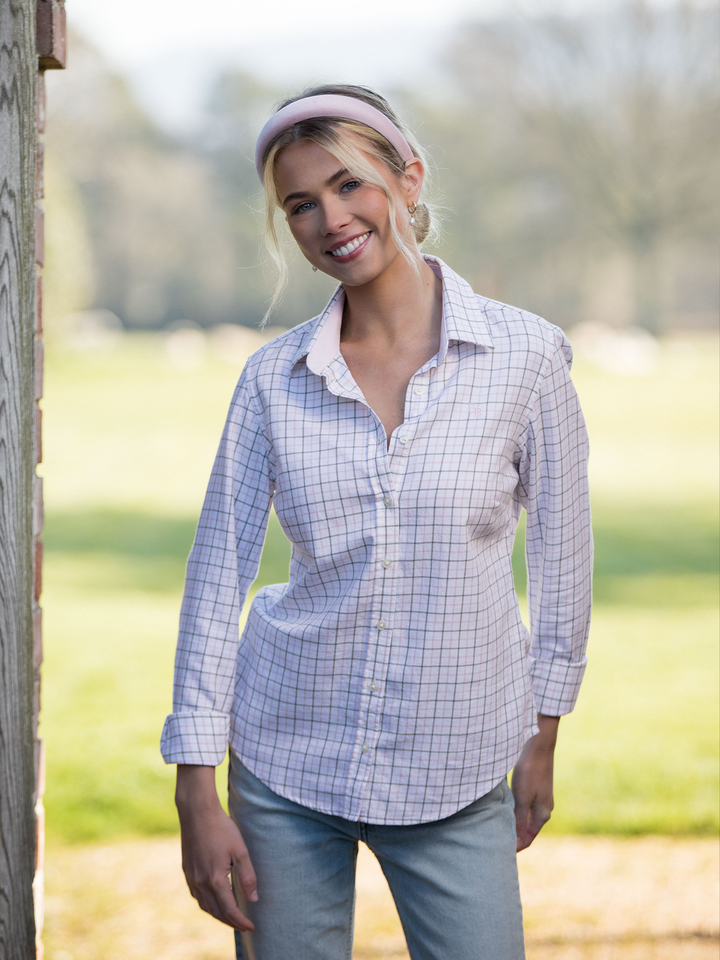 Widdicombe Women's Tattersall Shirt - Olive and Pink