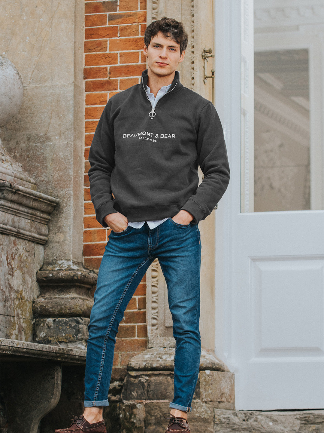 Kingswear Limited Edition Unisex Quarter Zip - Charcoal - Beaumont & Bear