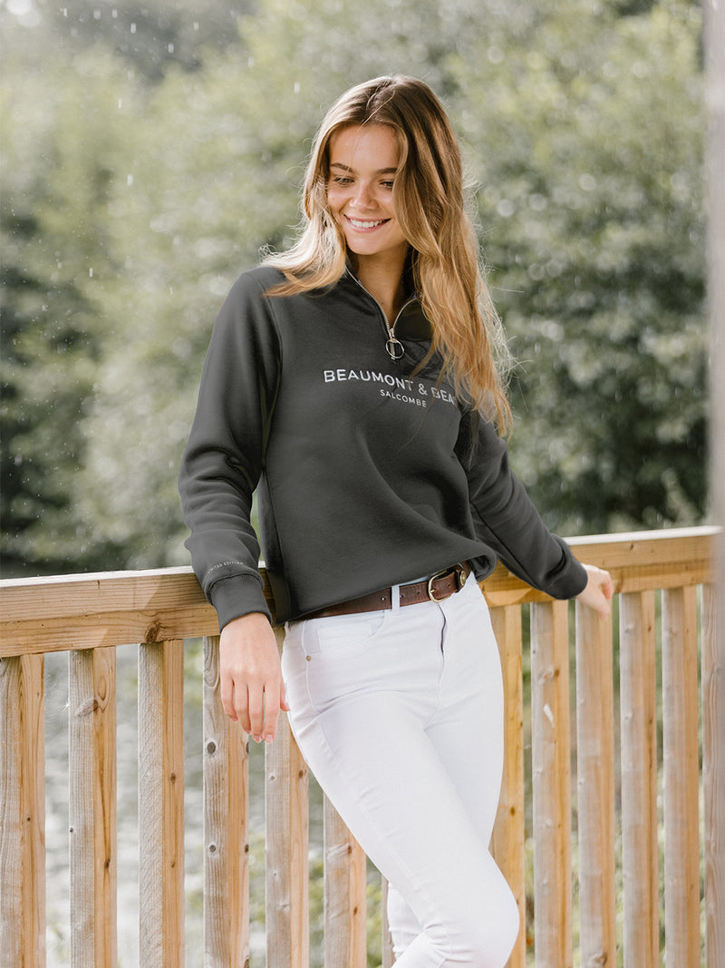 Kingswear Limited Edition Unisex Quarter Zip - Charcoal - Beaumont & Bear