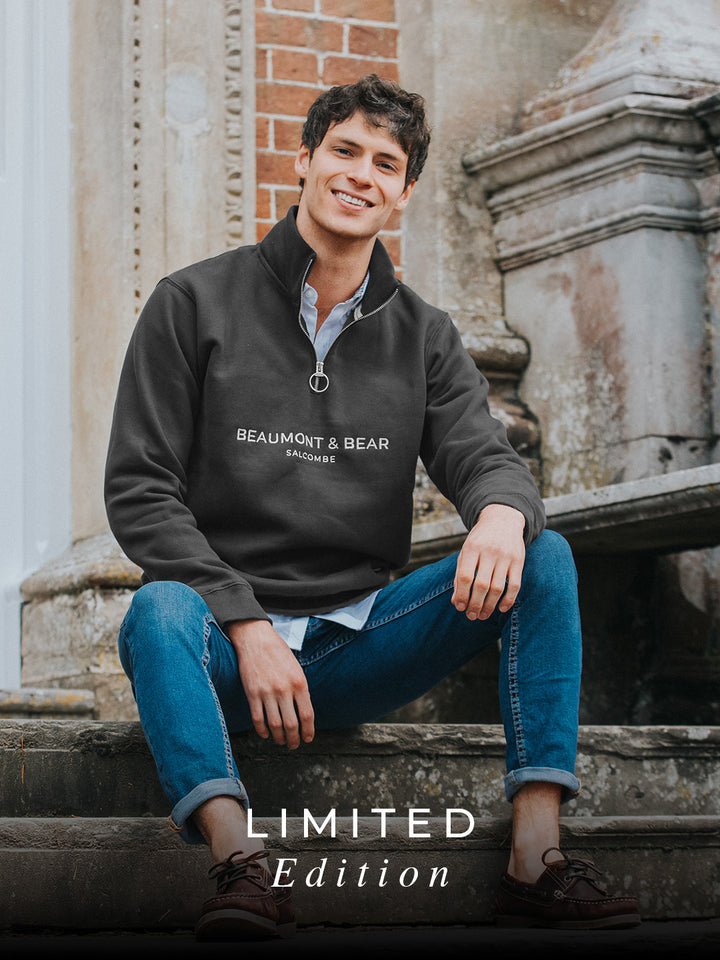 Kingswear Limited Edition Unisex Quarter Zip - Charcoal - Beaumont & Bear