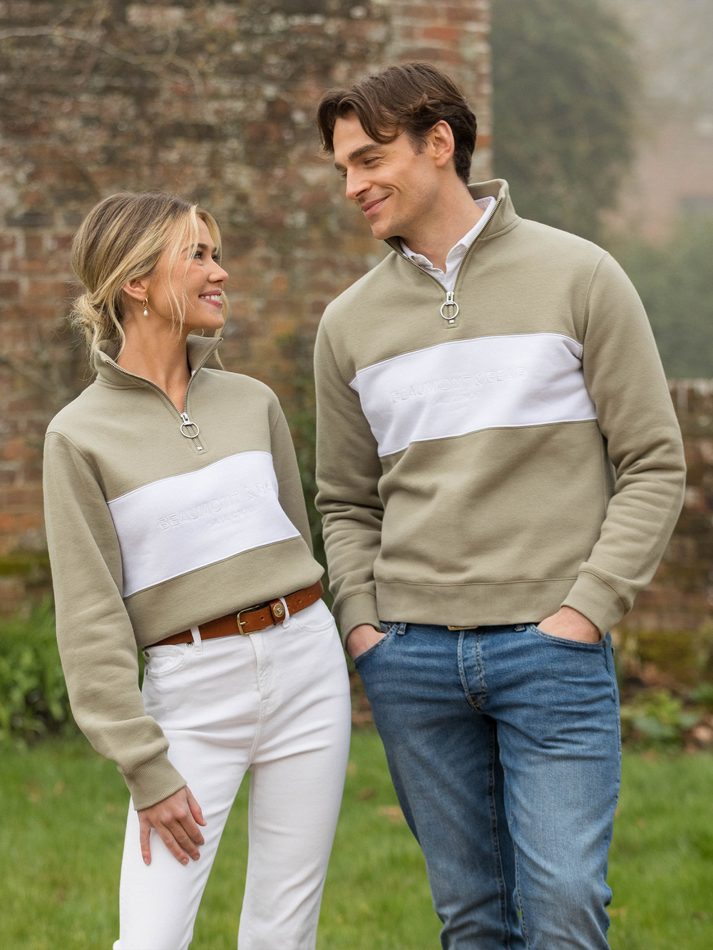 Cliff Road Unisex Quarter Zip - Olive - Beaumont & Bear
