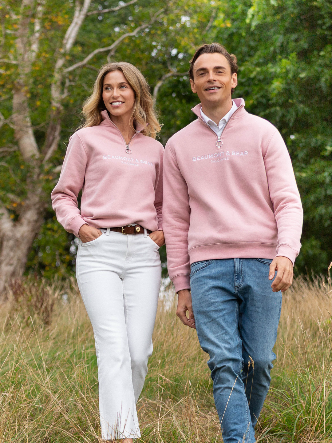 Kingswear Unisex Quarter Zip - Dusty Pink - Beaumont &amp; Bear