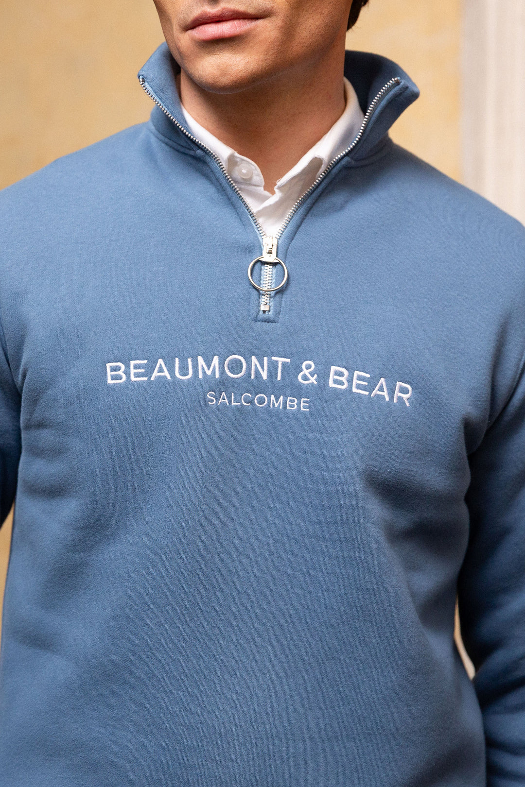 Kingswear Unisex Quarter Zip - Vintage Blue - Mens - Beaumont & Bear