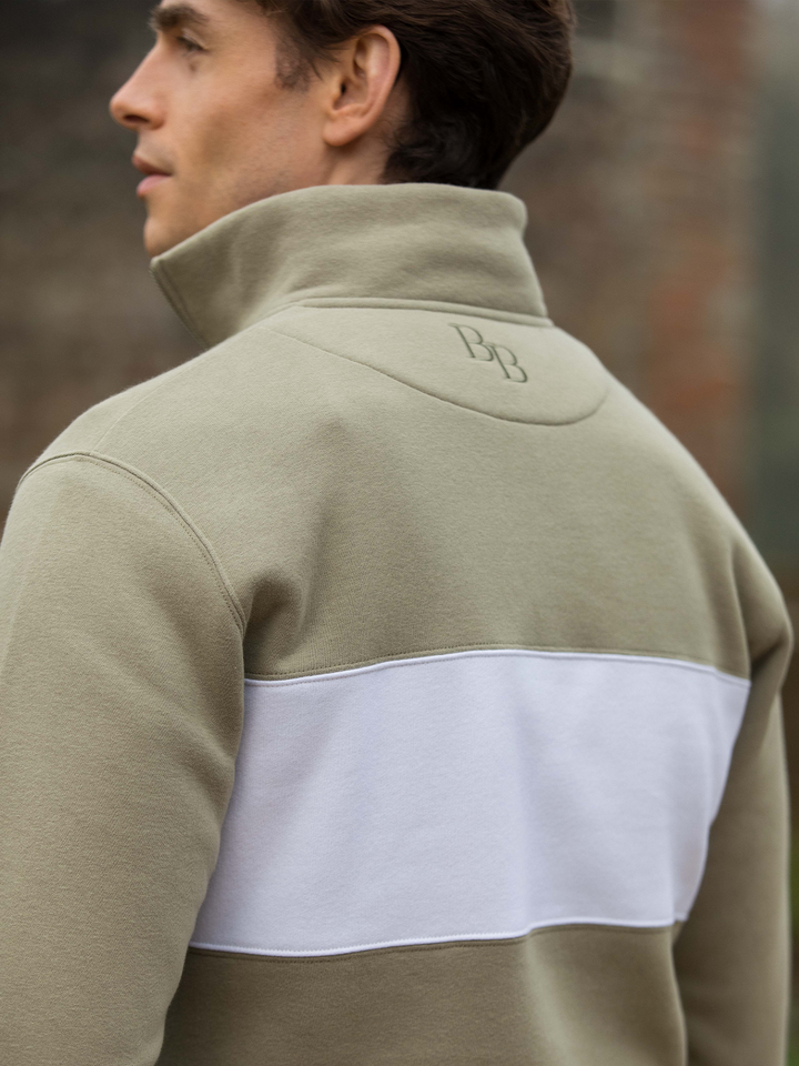 Cliff Road Unisex Quarter Zip - Olive - Beaumont &amp; Bear