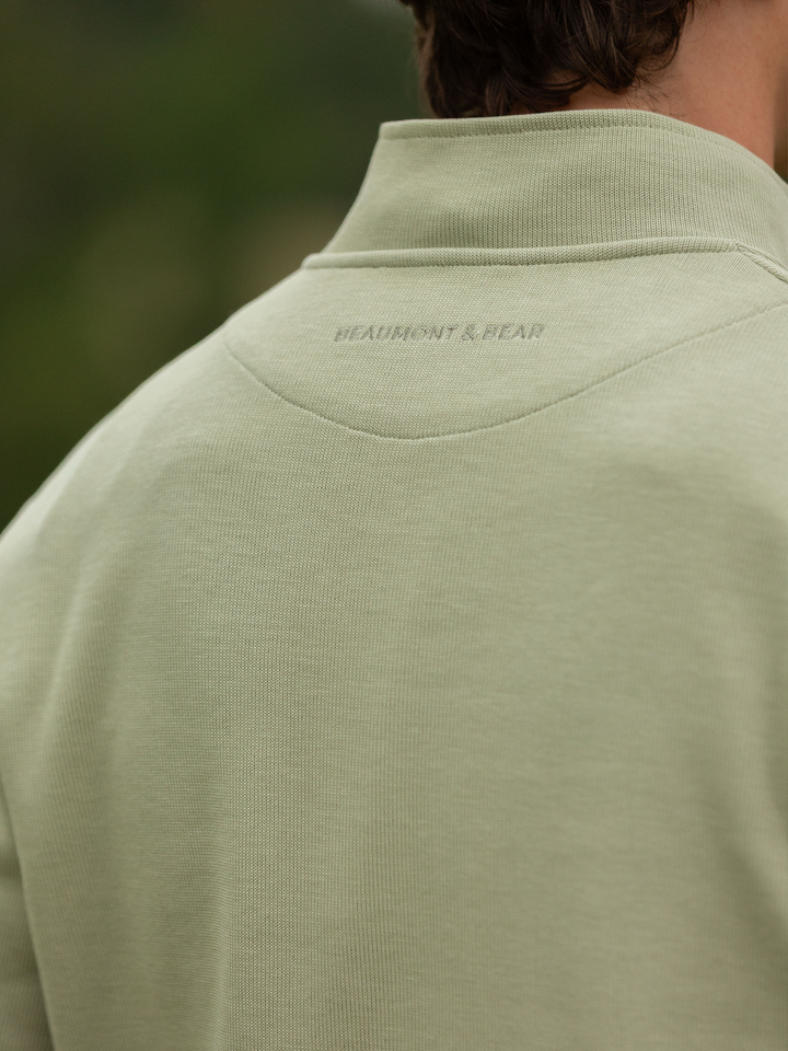 Dittisham Ribbed Unisex Quarter Zip - Moss Green - Beaumont &amp; Bear