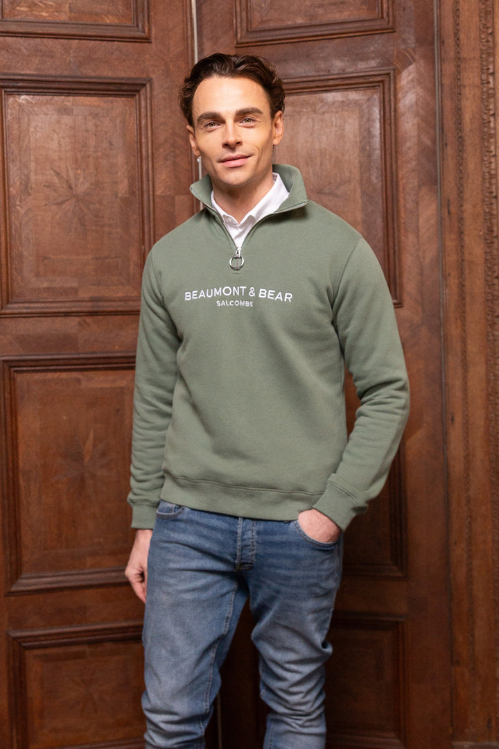Kingswear Unisex Quarter Zip - Fern - Mens - Beaumont & Bear