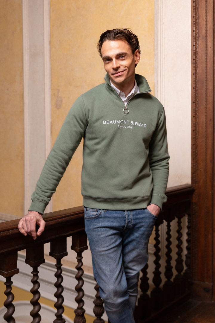 Kingswear Unisex Quarter Zip - Fern - Mens - Beaumont & Bear