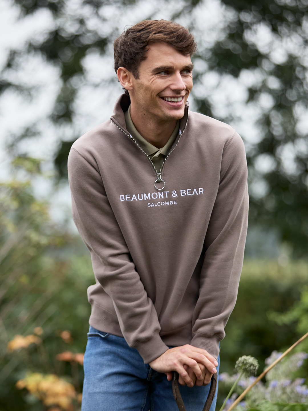 Kingswear Unisex Quarter Zip - Otter - Beaumont & Bear
