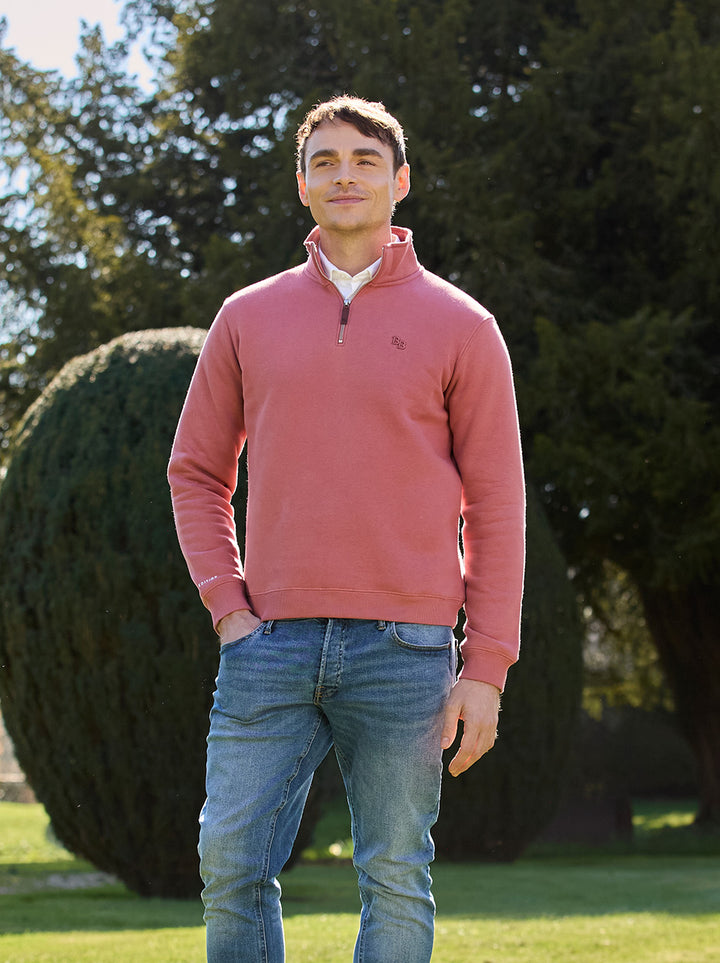 Tuckenhay Unisex Quarter Zip - Antique Rose - Beaumont &amp; Bear