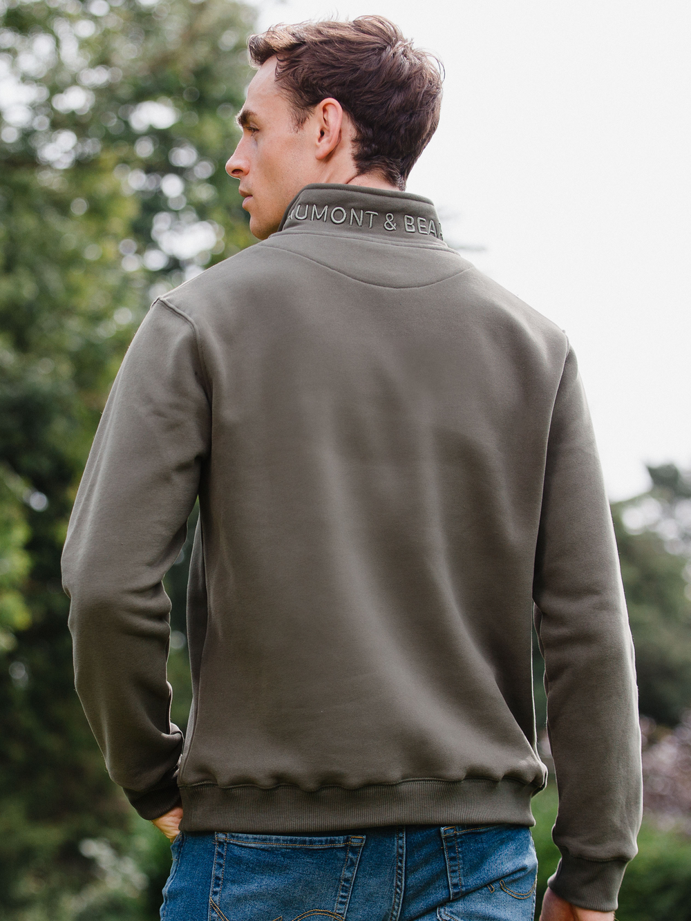 Tuckenhay Unisex Quarter Zip - Khaki - Beaumont & Bear