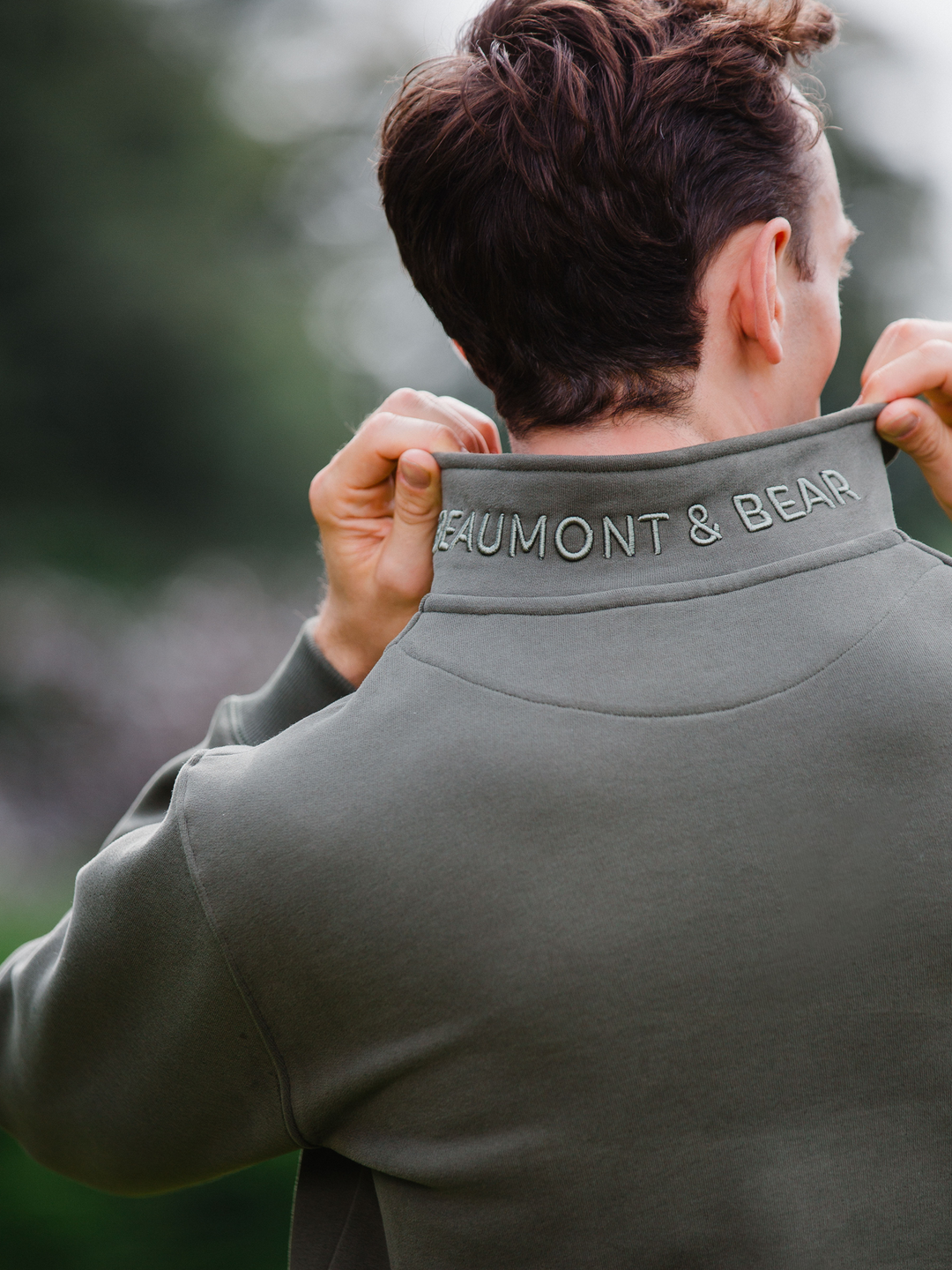 Tuckenhay Unisex Quarter Zip - Khaki - Beaumont &amp; Bear
