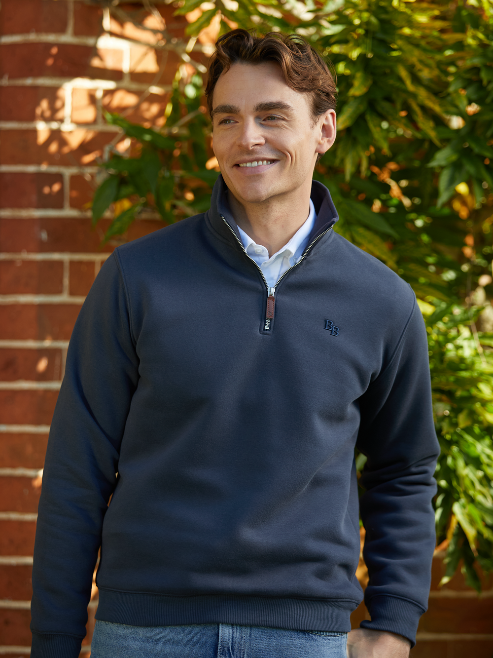 Tuckenhay Unisex Quarter Zip - Washed Navy - Beaumont & Bear