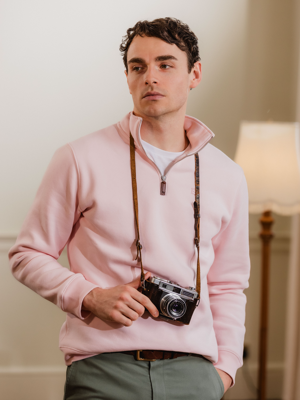Tuckenhay Unisex Quarter Zip - Pastel Pink - Beaumont & Bear