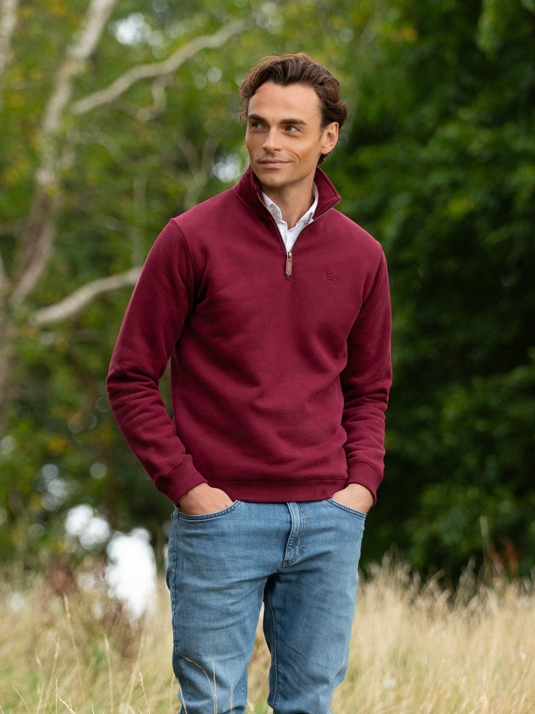 Tuckenhay Unisex Quarter Zip - Port - Beaumont & Bear