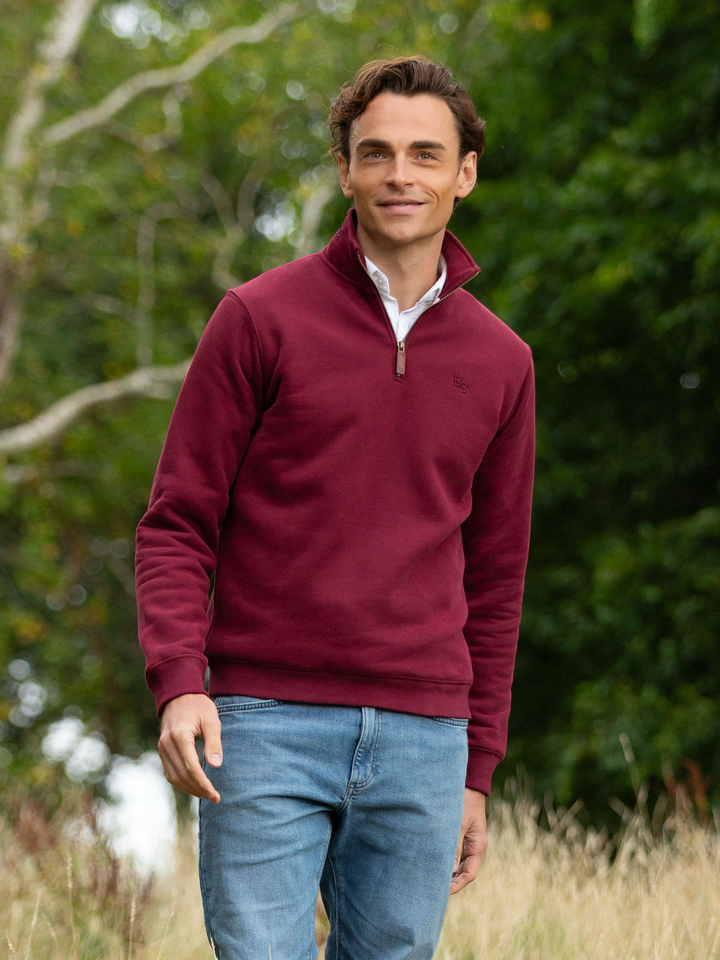 Tuckenhay Unisex Quarter Zip - Port - Beaumont &amp; Bear