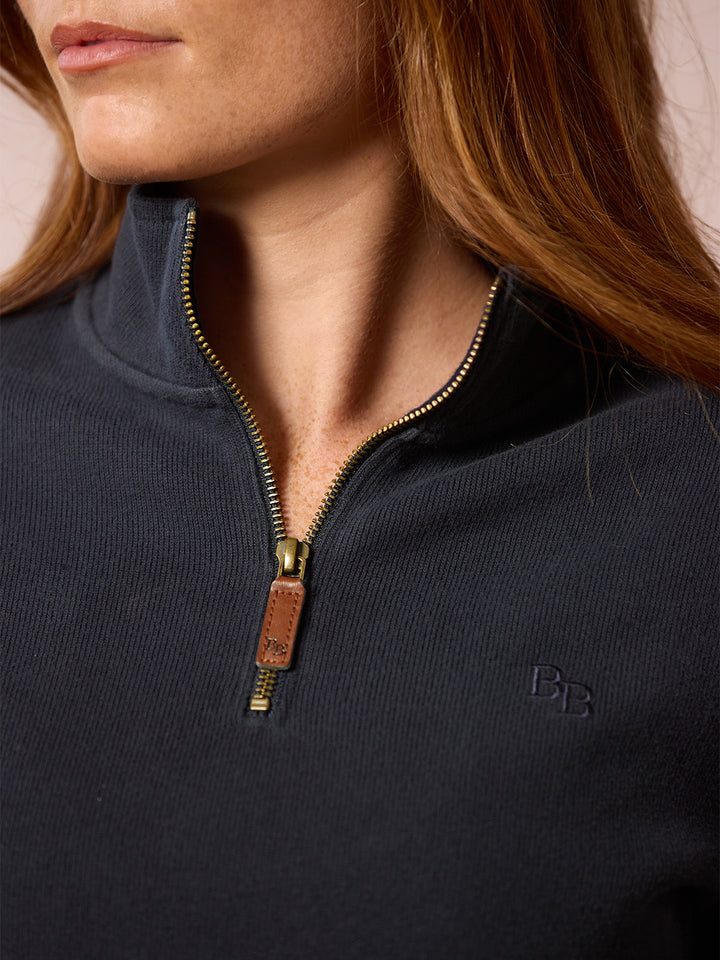 Dittisham Ribbed Unisex Quarter Zip - Navy