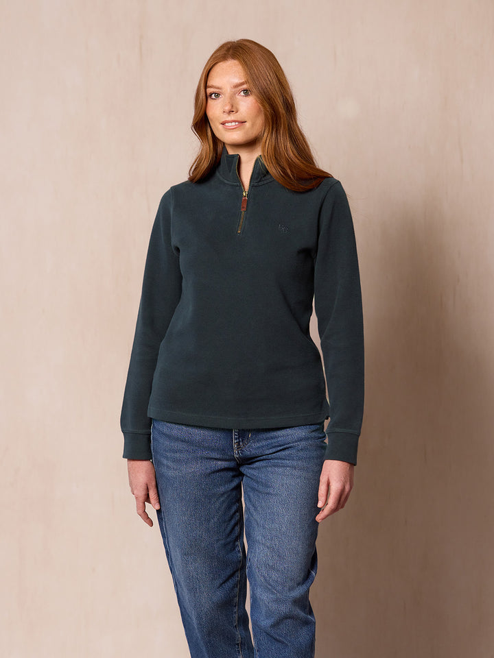 Dittisham Ribbed Unisex Quarter Zip - Navy