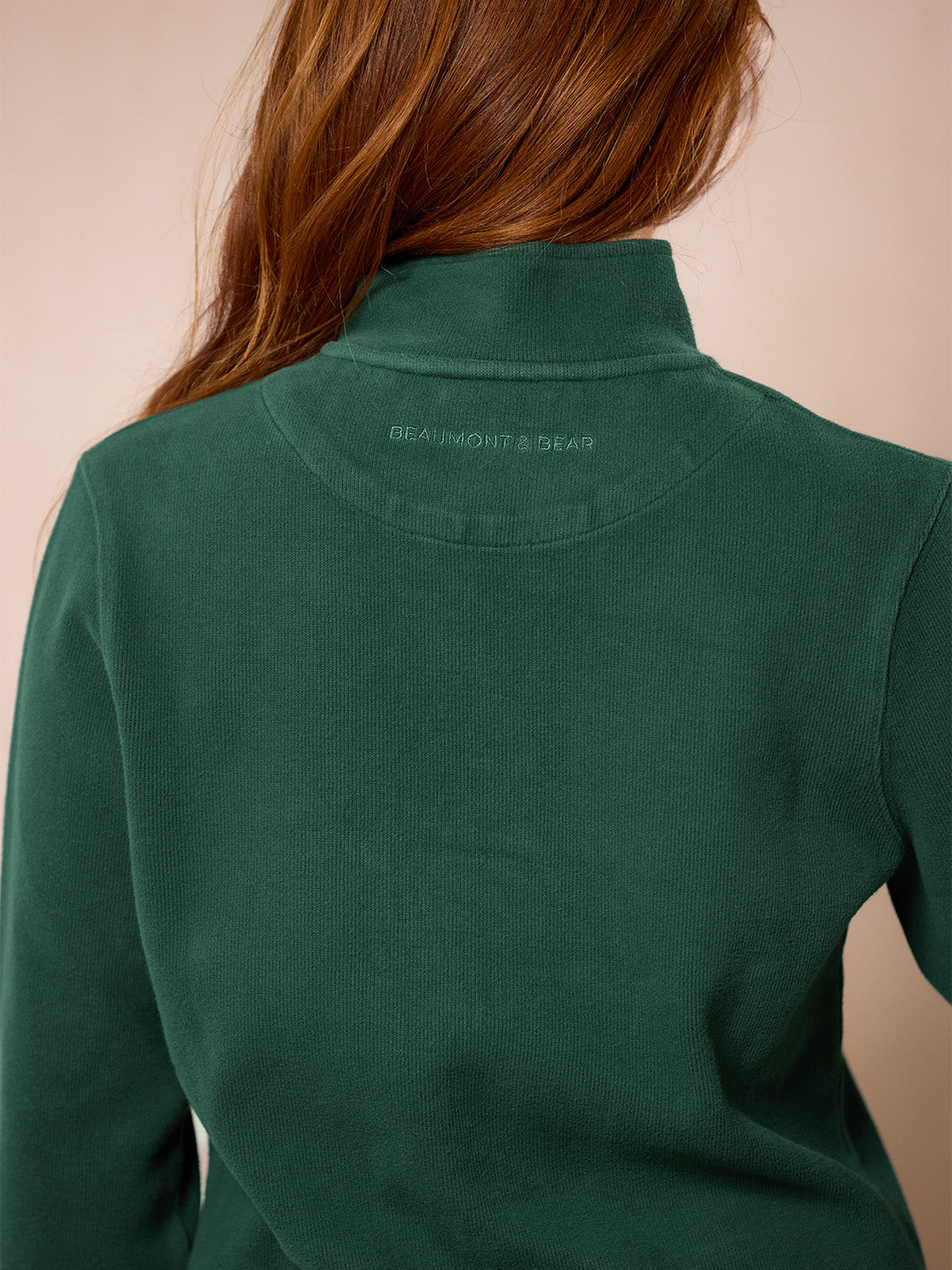 Dittisham Ribbed Unisex Quarter Zip - Petrol Green