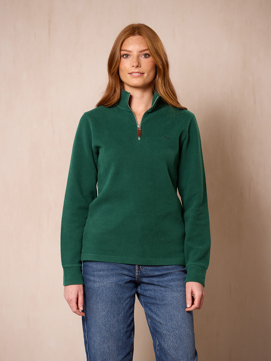 Dittisham Ribbed Unisex Quarter Zip - Petrol Green