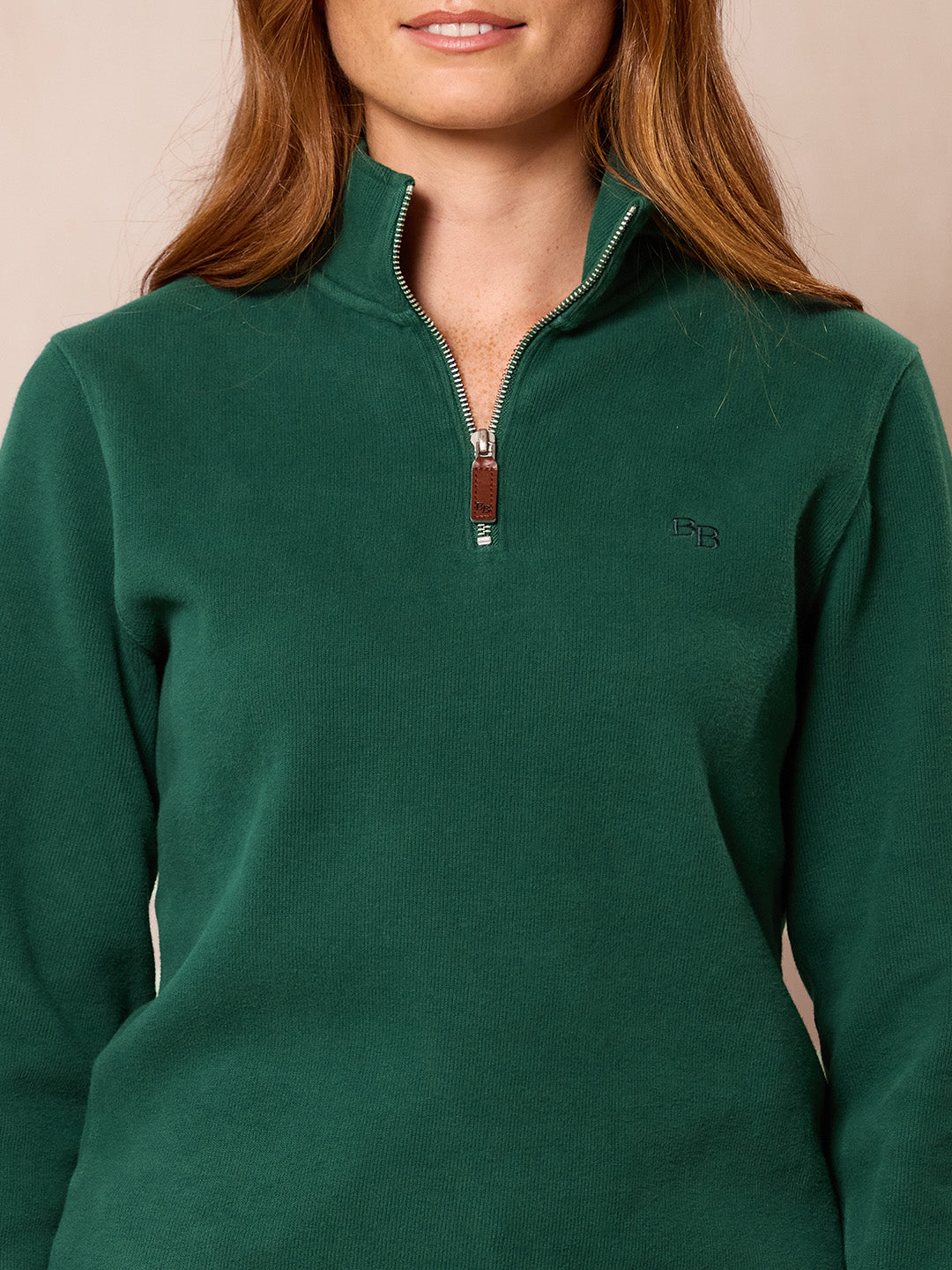 Dittisham Ribbed Unisex Quarter Zip - Petrol Green