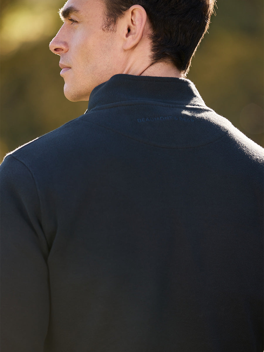 Dittisham Ribbed Unisex Quarter Zip - Navy