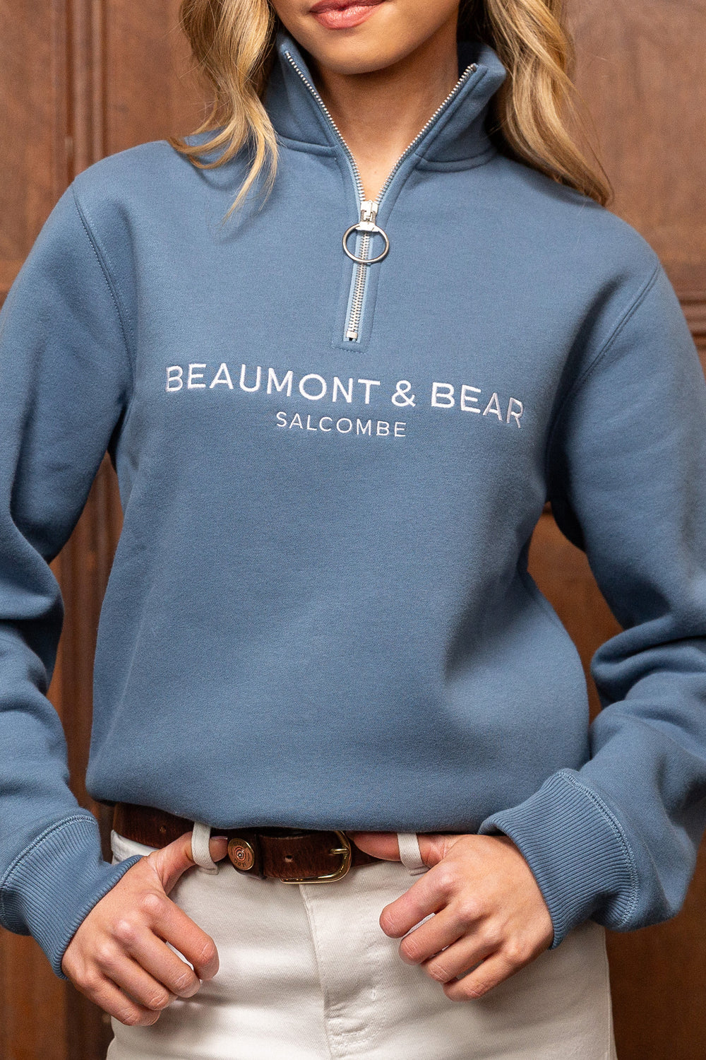 Kingswear Unisex Quarter Zip - Vintage Blue - Beaumont & Bear