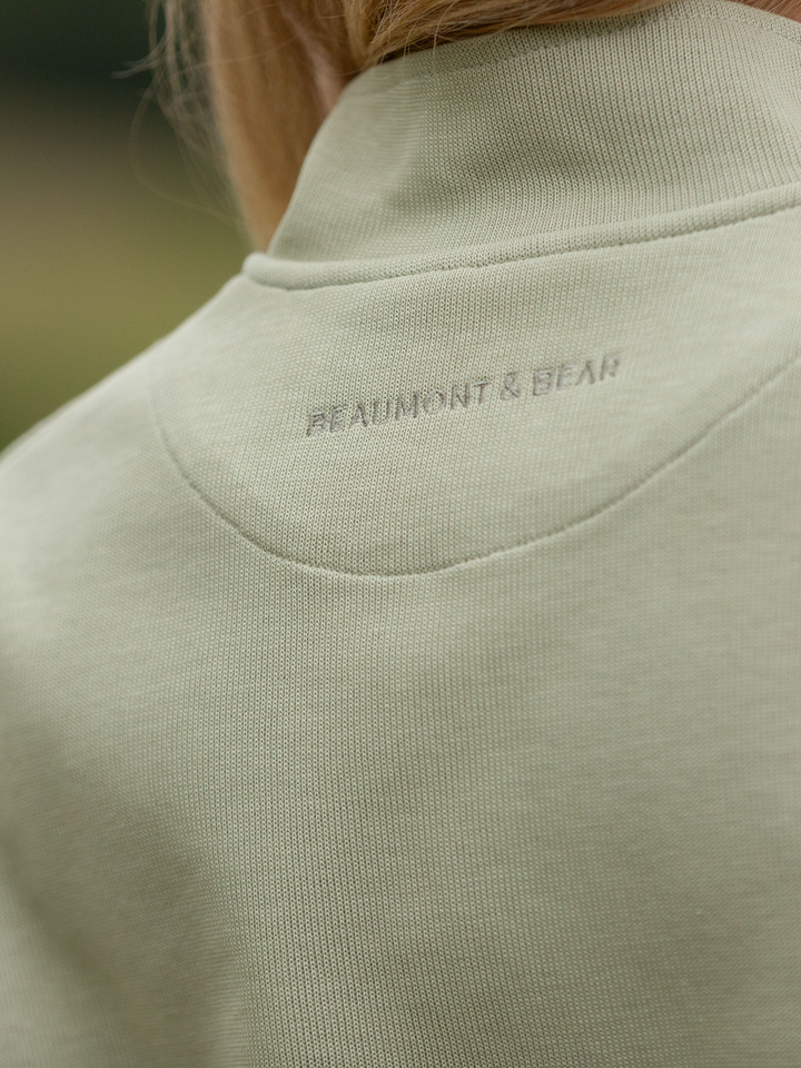 Dittisham Ribbed Unisex Quarter Zip - Moss Green - Beaumont &amp; Bear