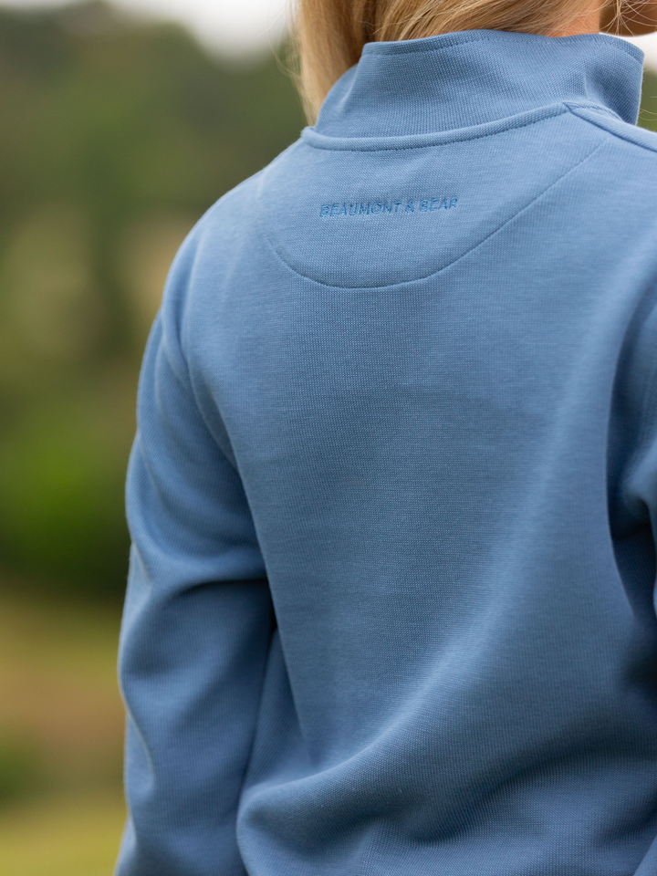 Dittisham Ribbed Unisex Quarter Zip - Vintage Blue - Beaumont &amp; Bear