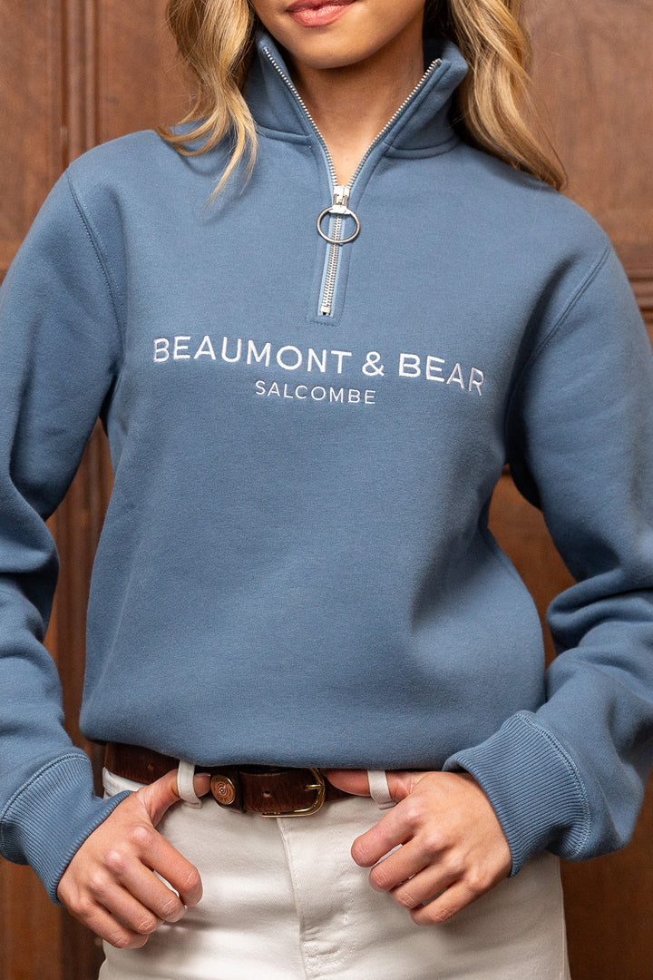 Kingswear Unisex Quarter Zip - Vintage Blue - Beaumont &amp; Bear