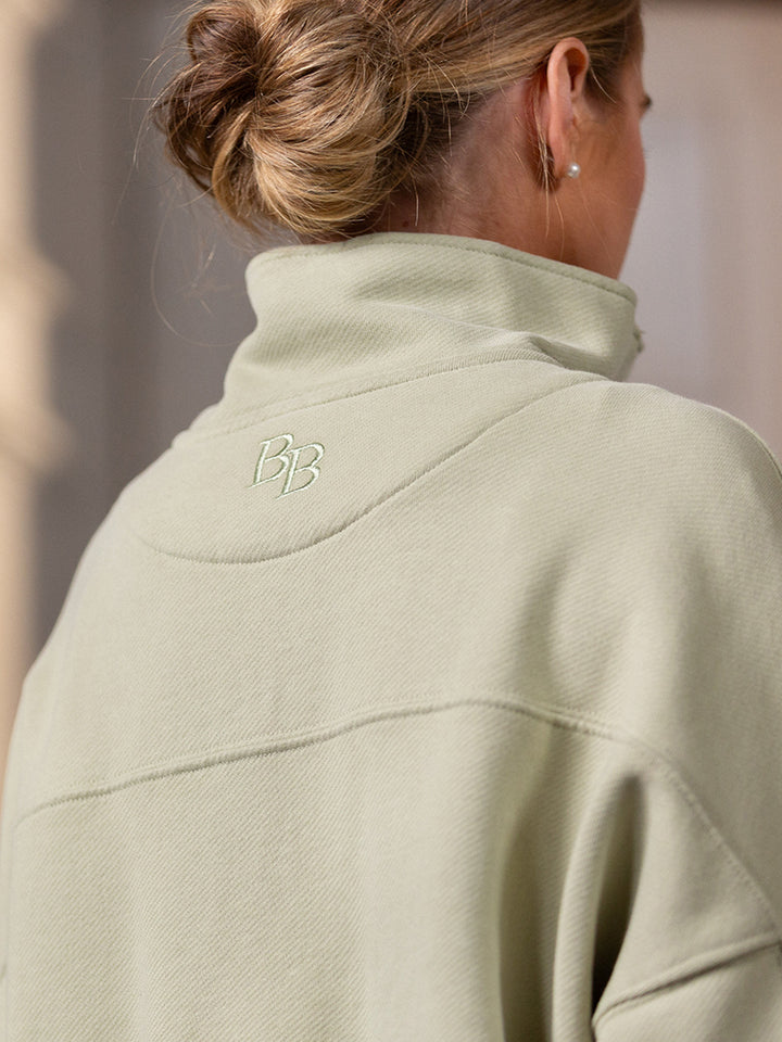 Landscove Women’s Pocketed Quarter Zip – Moss Green - Beaumont &amp; Bear