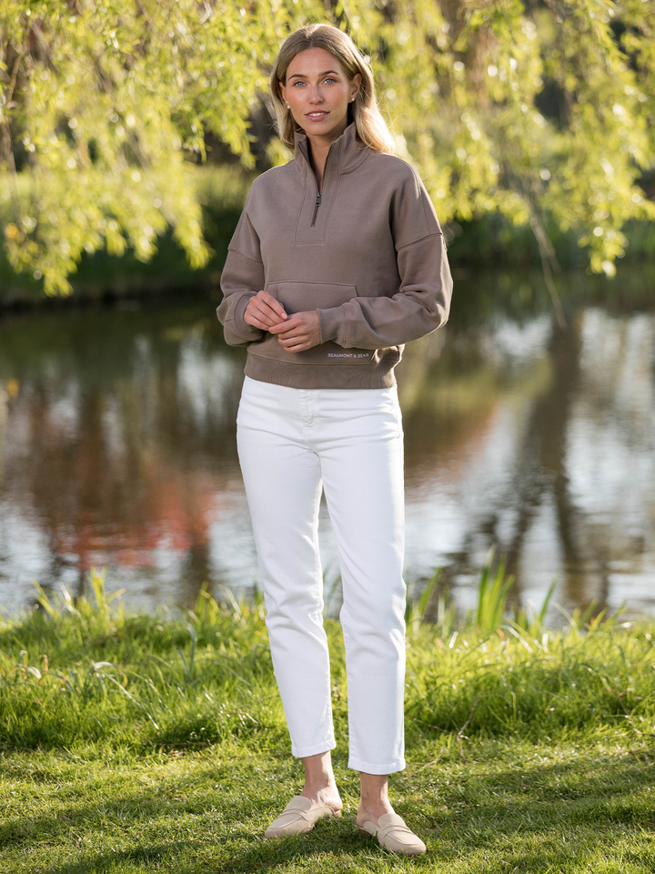 Landscove Women’s Pocketed Quarter Zip – Otter - Beaumont &amp; Bear