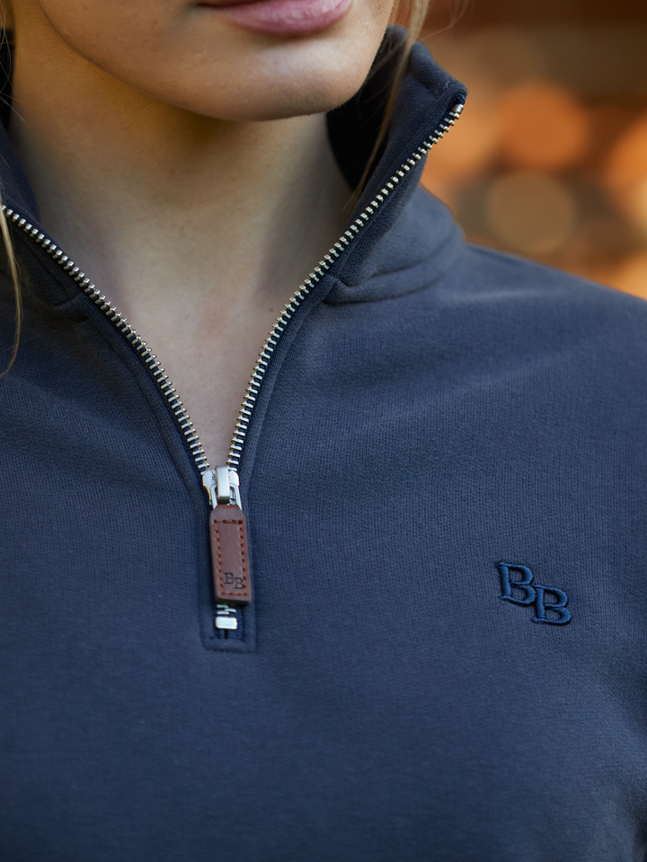 Tuckenhay Unisex Quarter Zip - Washed Navy - Beaumont &amp; Bear