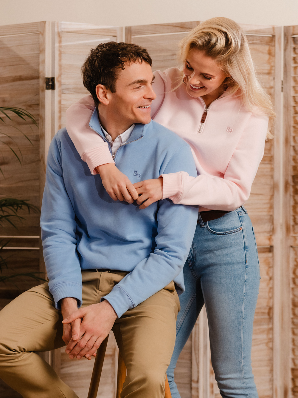 Tuckenhay Unisex Quarter Zip - Pastel Pink - Beaumont & Bear