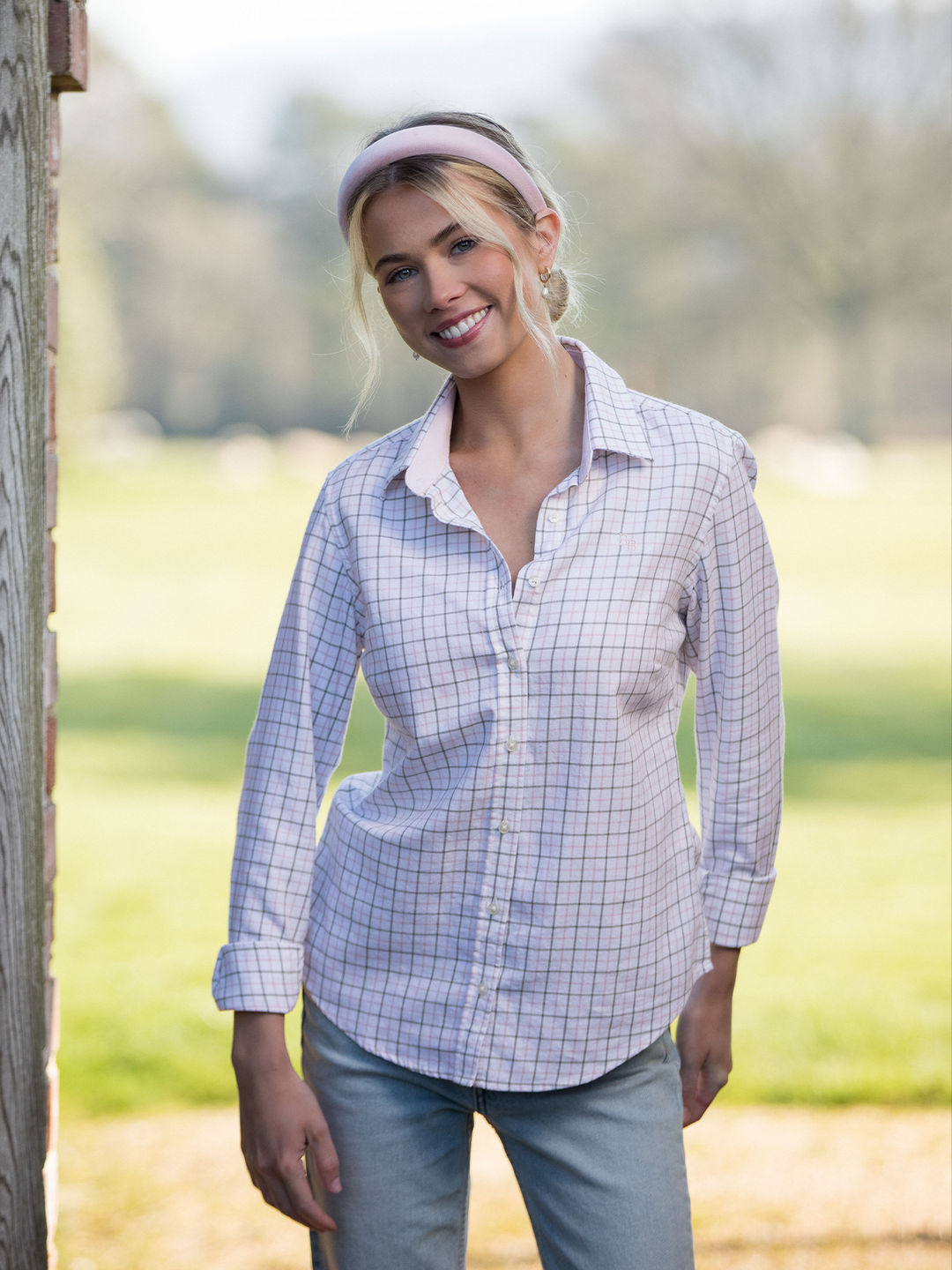 Widdicombe Women's Tattersall Shirt - Olive and Pink - Beaumont & Bear
