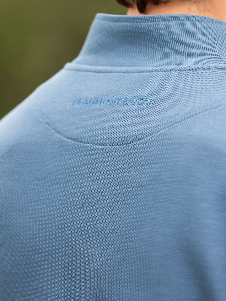 Dittisham Ribbed Unisex Quarter Zip - Vintage Blue