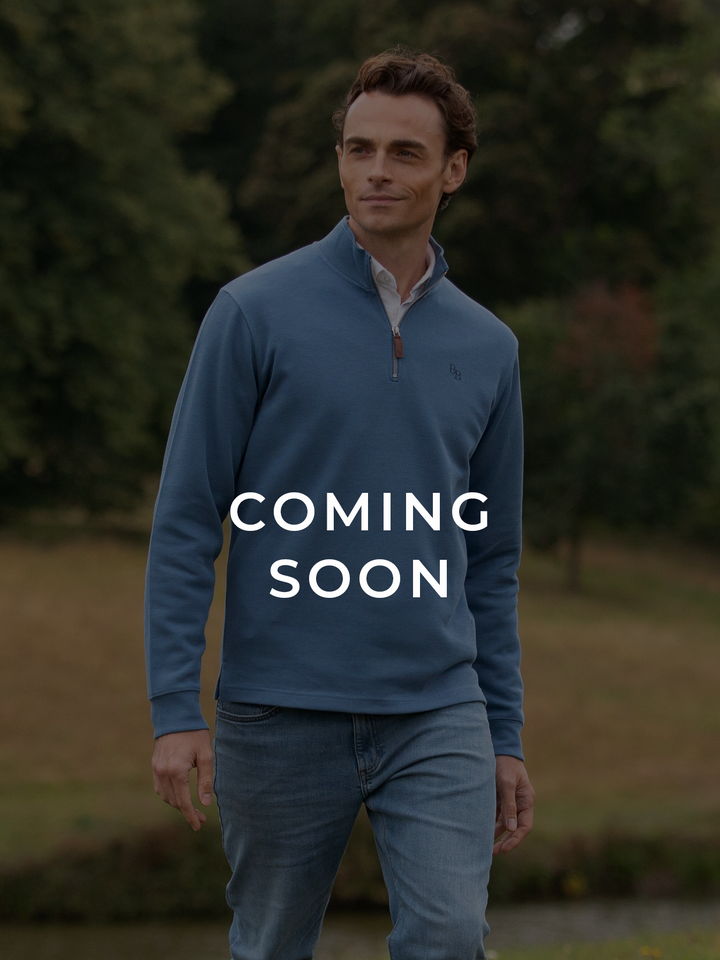 Dittisham Ribbed Unisex Quarter Zip - Vintage Blue