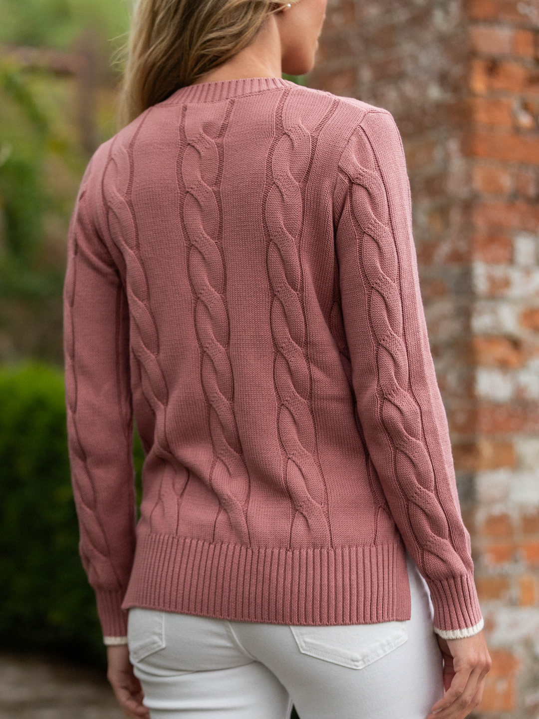 Collaton Women's Cable Knitted Jumper - Dusty Pink