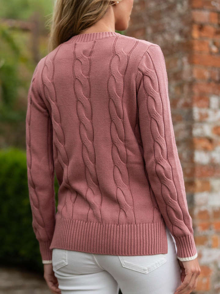Collaton Women's Cable Knitted Jumper - Dusty Pink