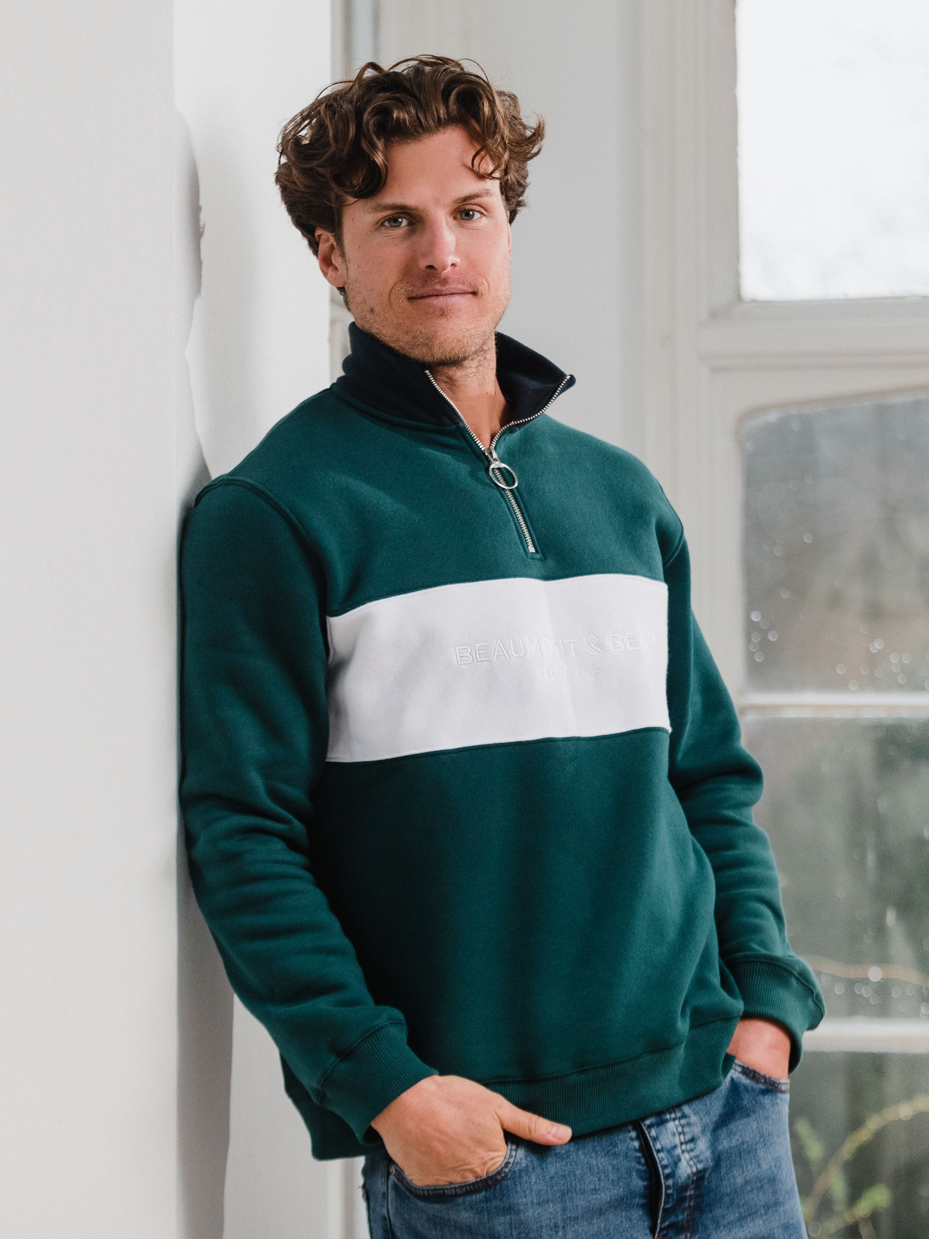 Cliff Road Unisex Quarter Zip - Green