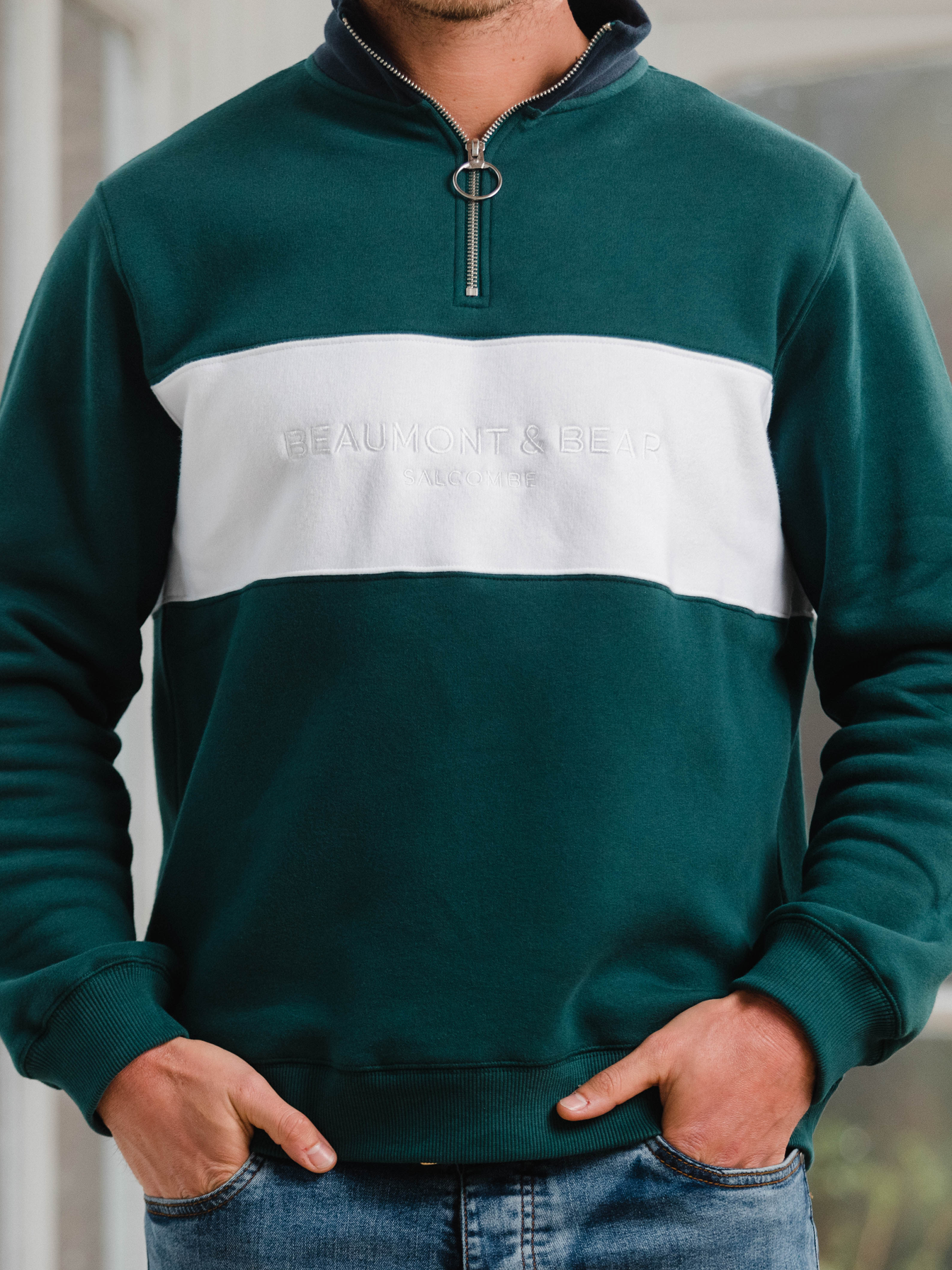 Cliff Road Unisex Quarter Zip - Green