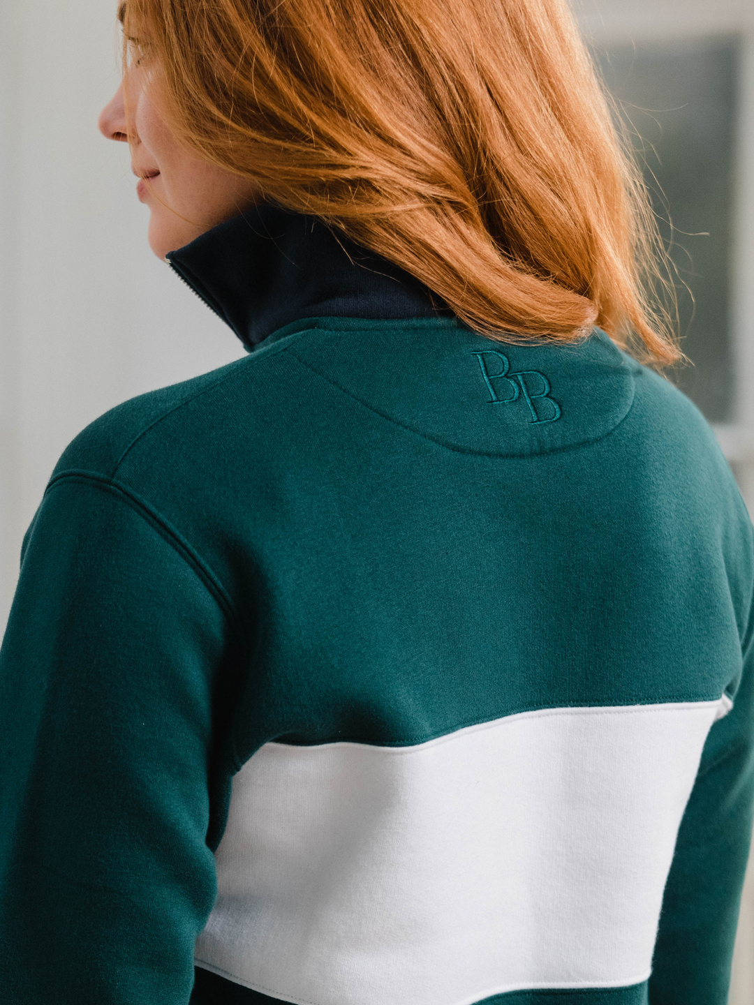 Cliff Road Unisex Quarter Zip - Green - Beaumont &amp; Bear