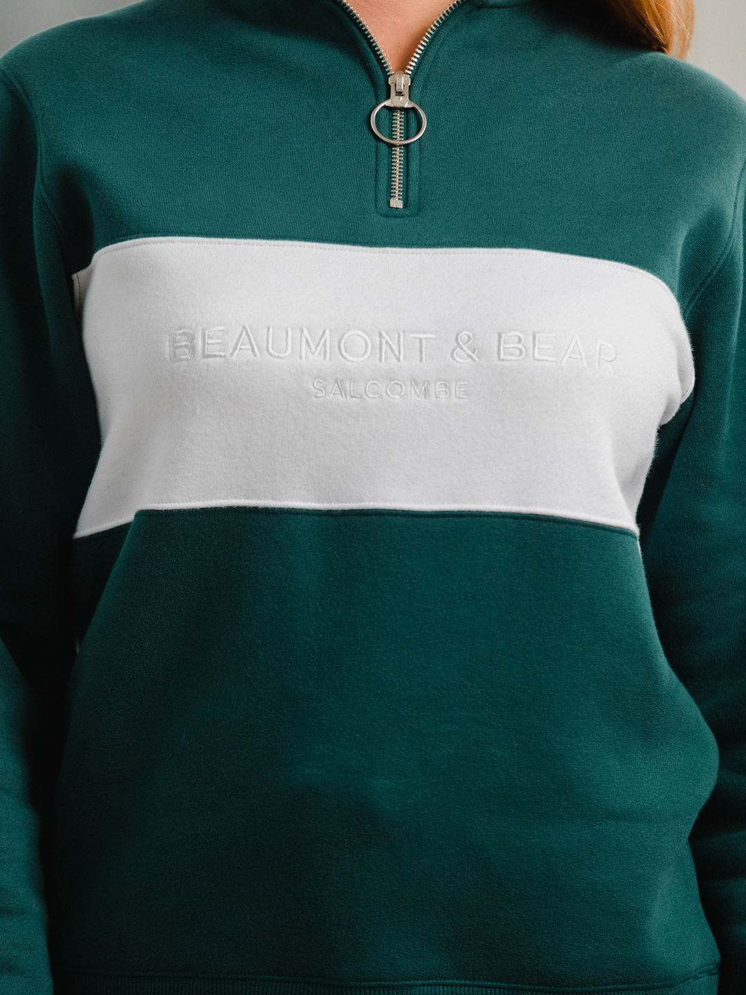 Cliff Road Unisex Quarter Zip - Green - Beaumont &amp; Bear