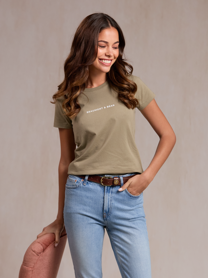 Brown t shirt with jeans sales