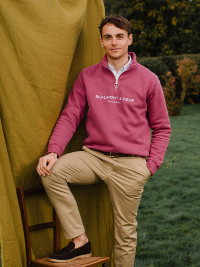 Kingswear Unisex Quarter Zip - Rhubarb