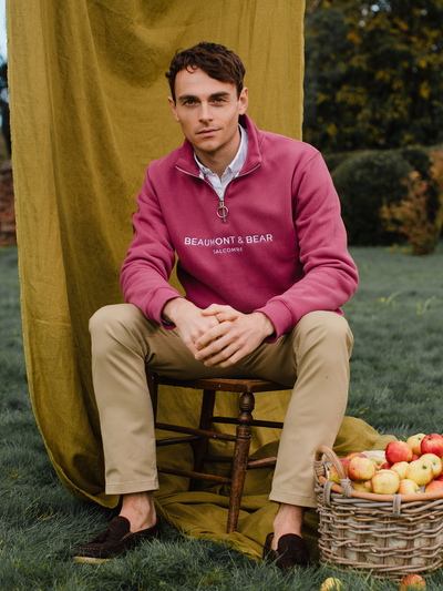 Kingswear Unisex Quarter Zip - Rhubarb