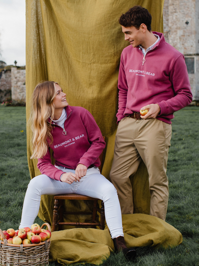 Kingswear Unisex Quarter Zip - Rhubarb