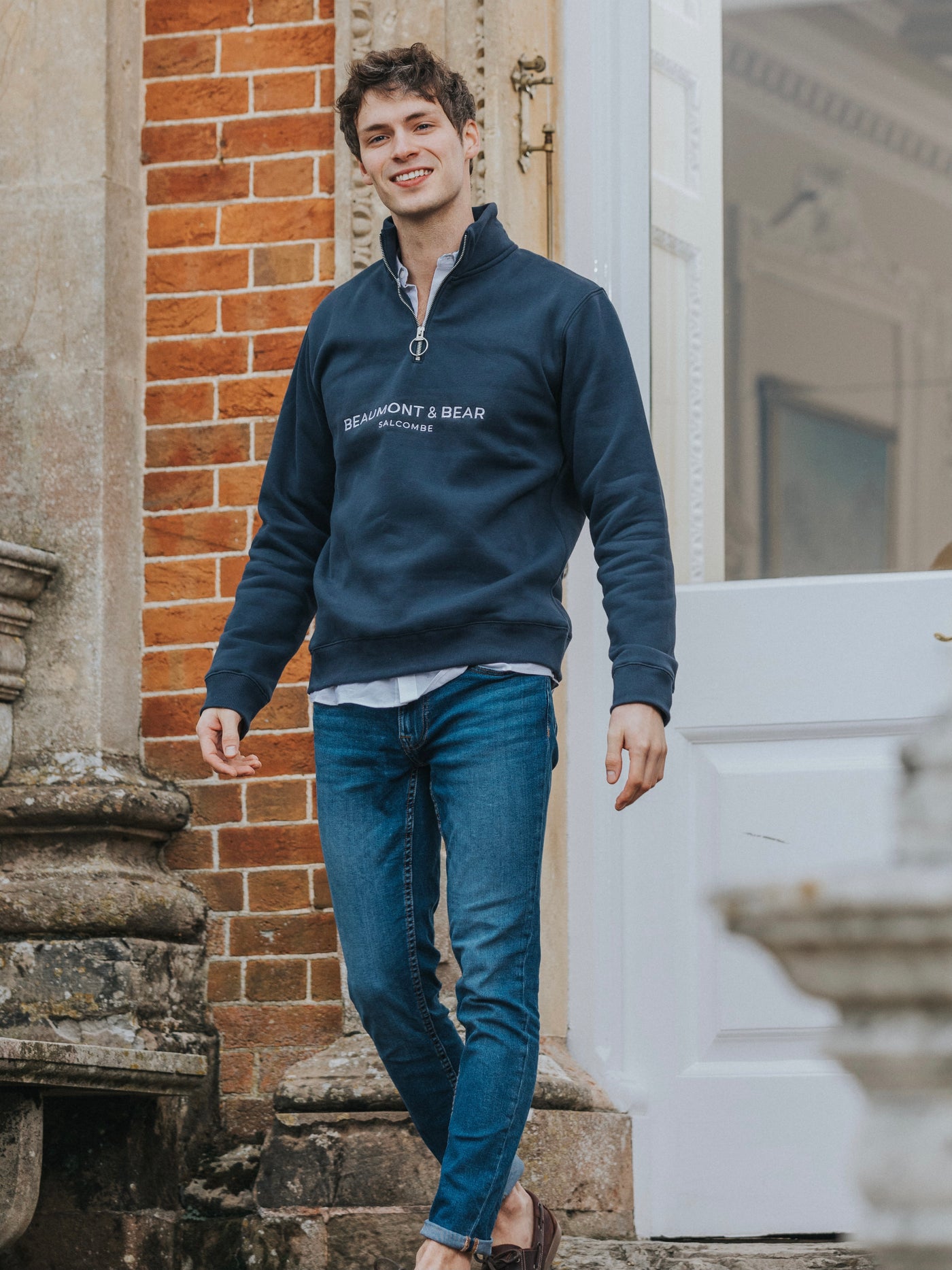 Kingswear Unisex Quarter Zip - Washed Navy