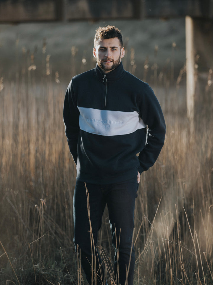 Cliff Road Unisex Quarter Zip - Navy - Beaumont &amp; Bear
