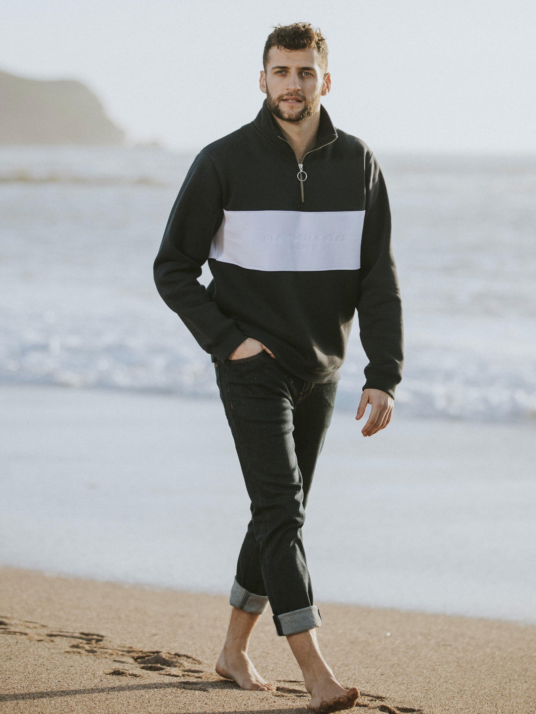 Cliff Road Unisex Quarter Zip - Navy - Beaumont &amp; Bear